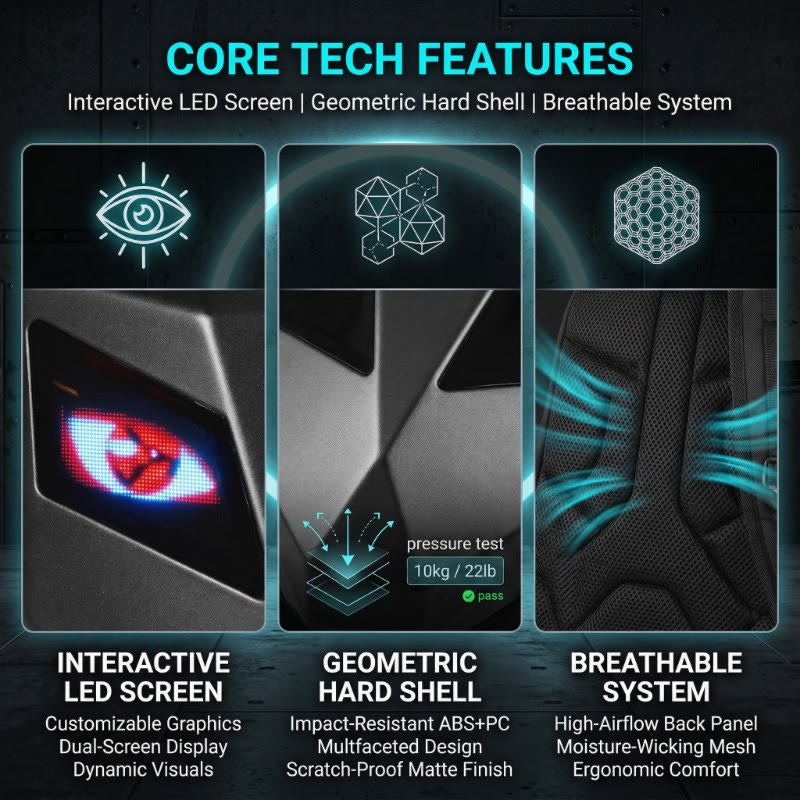 Zolture Stealth Matte Black Knight LED Backpack - image 13