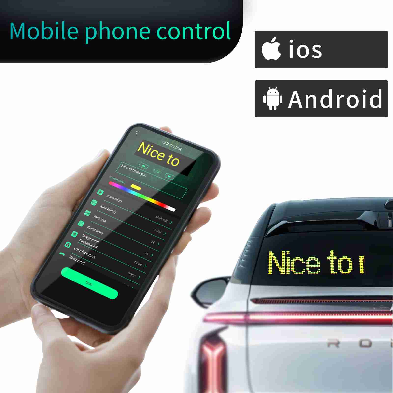 Zoltrue programmable rectangular led display for car 35*10cm - image 2