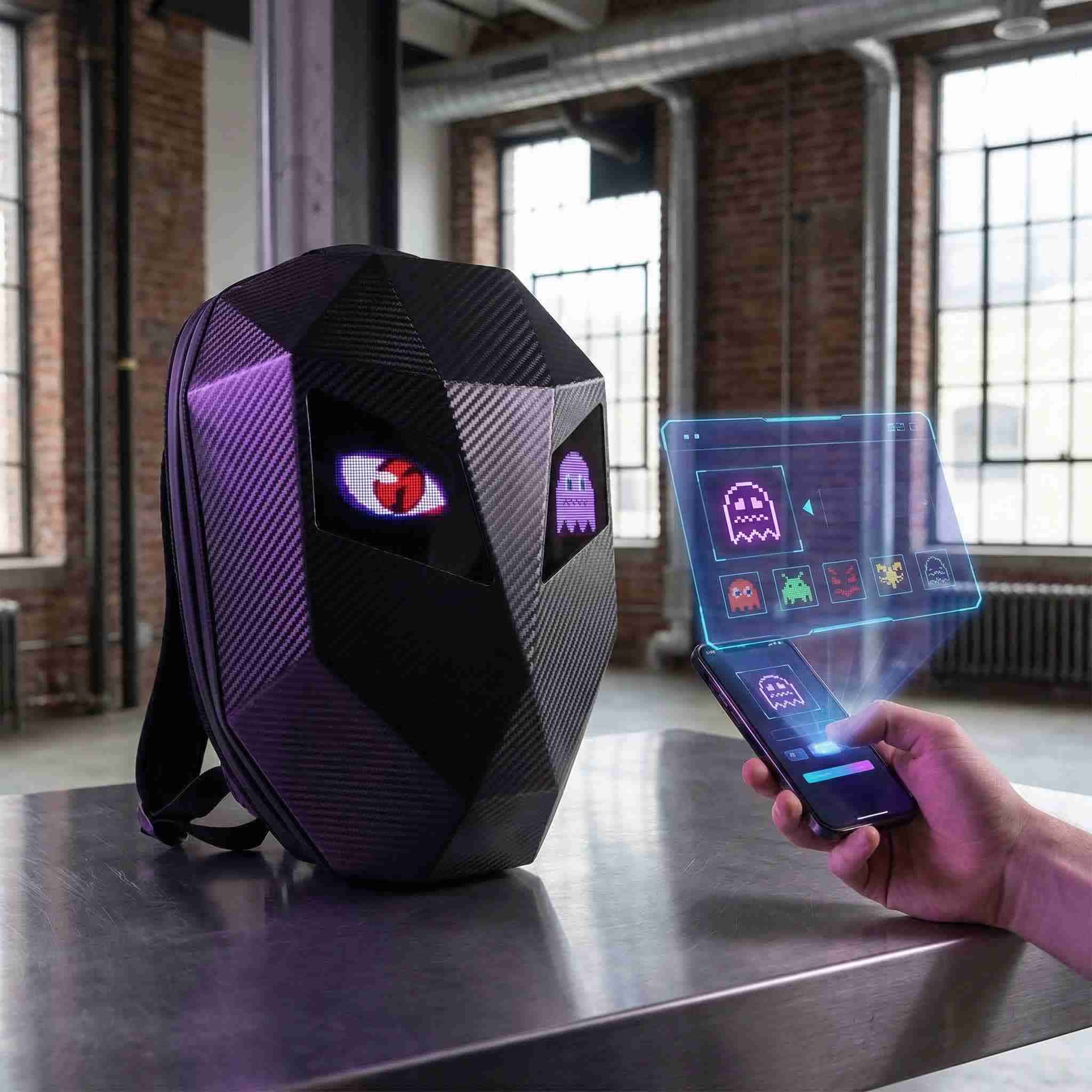 Zolture Carbon Fiber Texture Knight LED Backpack - image 4