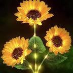 Zolture Solar Sunflower Light Sculpture 3 Head Ambient Outdoor Lighting Installation for Garden Patio Landscape Design - Three Heads - image 3