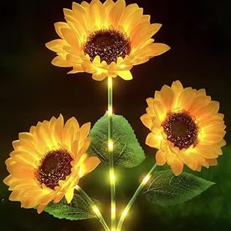 Zolture Solar Sunflower Light Sculpture 3 Head Ambient Outdoor Lighting Installation for Garden Patio Landscape Design - Three Heads - image 3