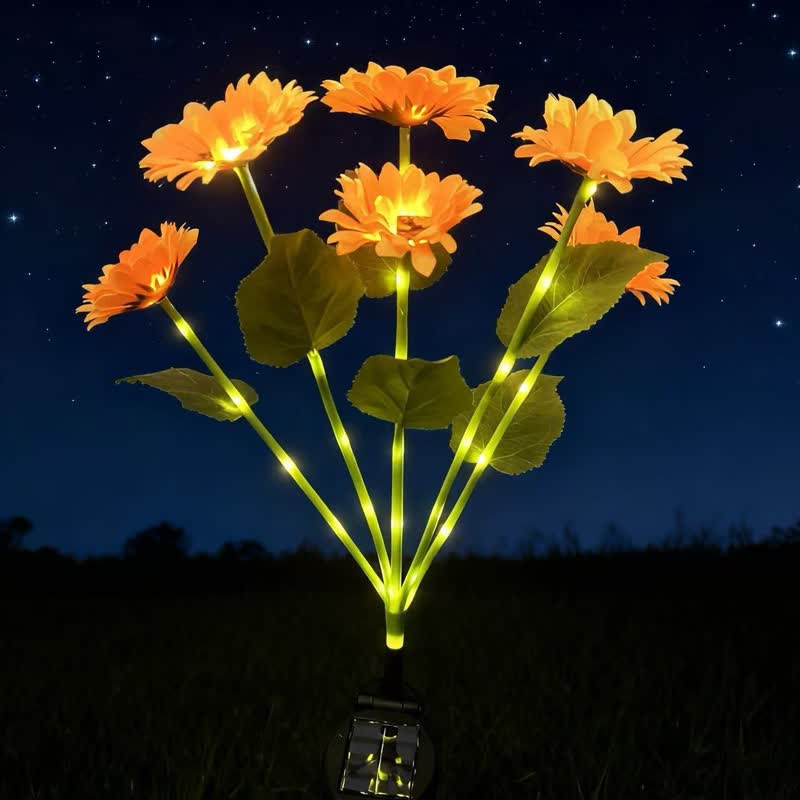Zolture Solar Sunflower Light Sculpture 3 Head Ambient Outdoor Lighting Installation for Garden Patio Landscape Design - Six Heads - image 4