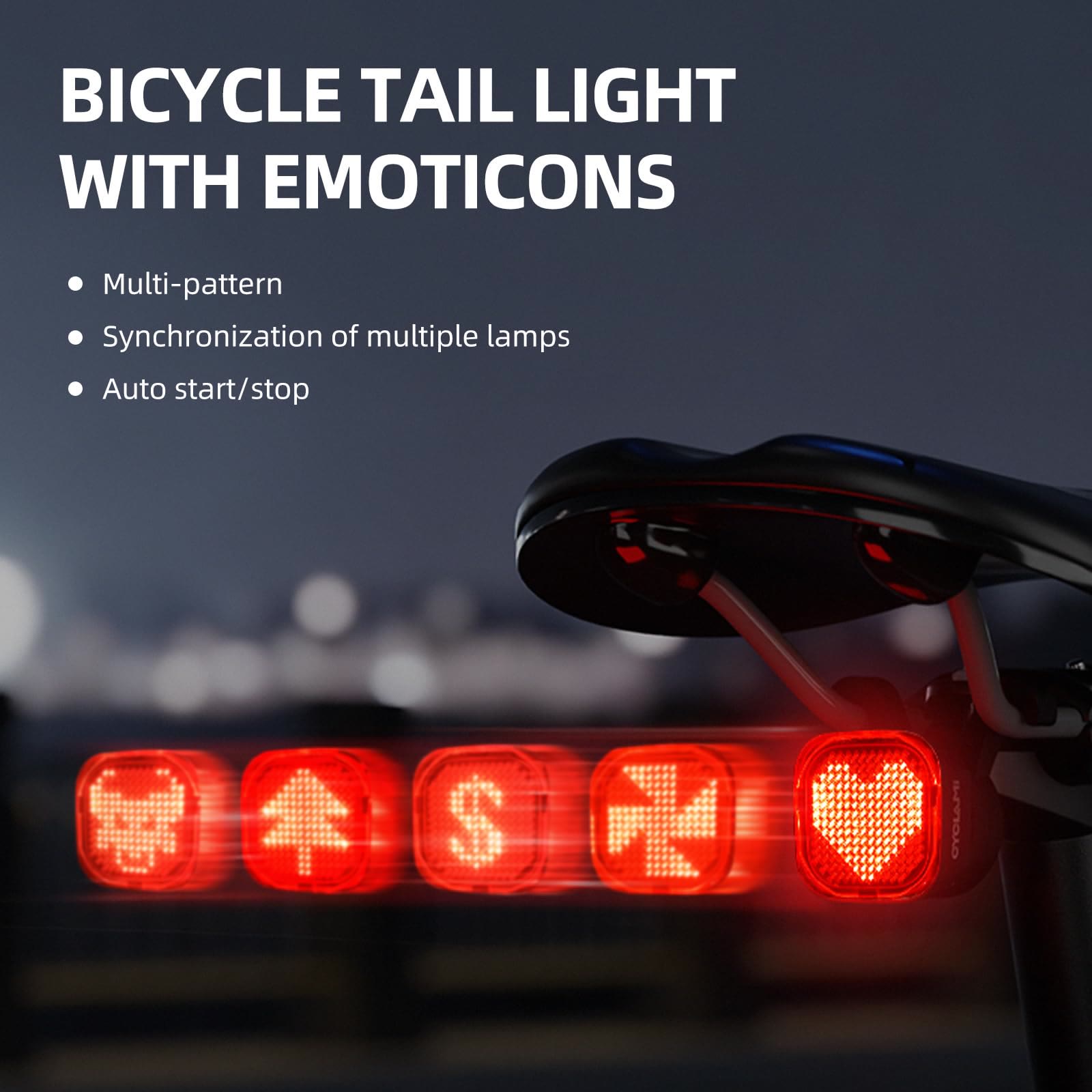 Zolture Carbon-textured Smart Expression Bike Tail Light With Intelligent Brake Sensing & Turn Signal Cycling Safety Display - image 6