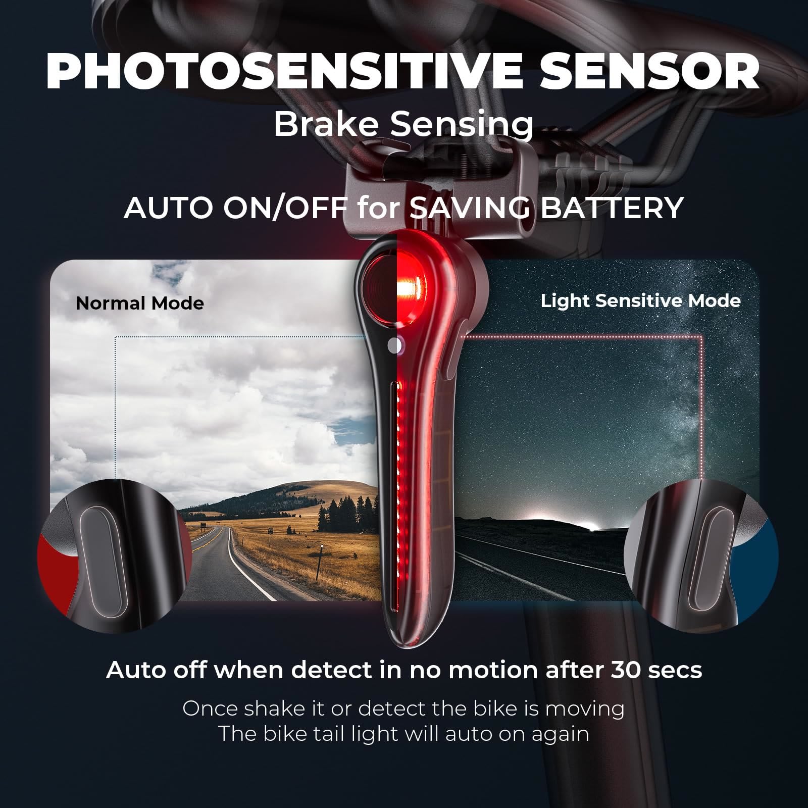 Zolture Bike Pilot Smart Brake Sensing Tail Light With 6-mode Auto Start-stop Cycling Rear Light With Memory Mode - image 5