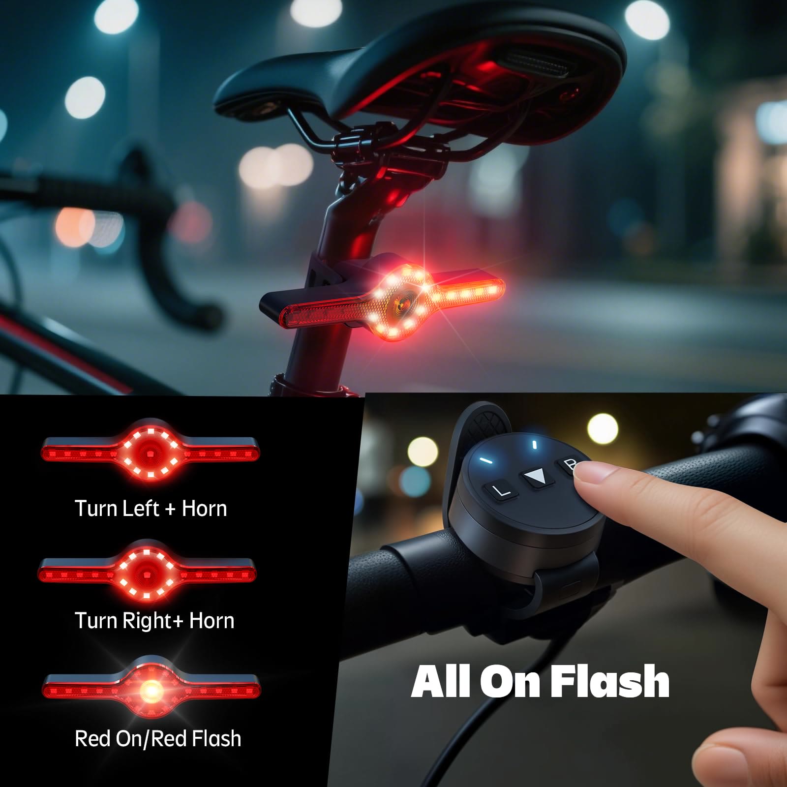 Zolture Ultra-Bright Smart Bike Tail Light - 300-Lumen 21-LED Rear Display with Wireless Remote & Turn Signals - image 5