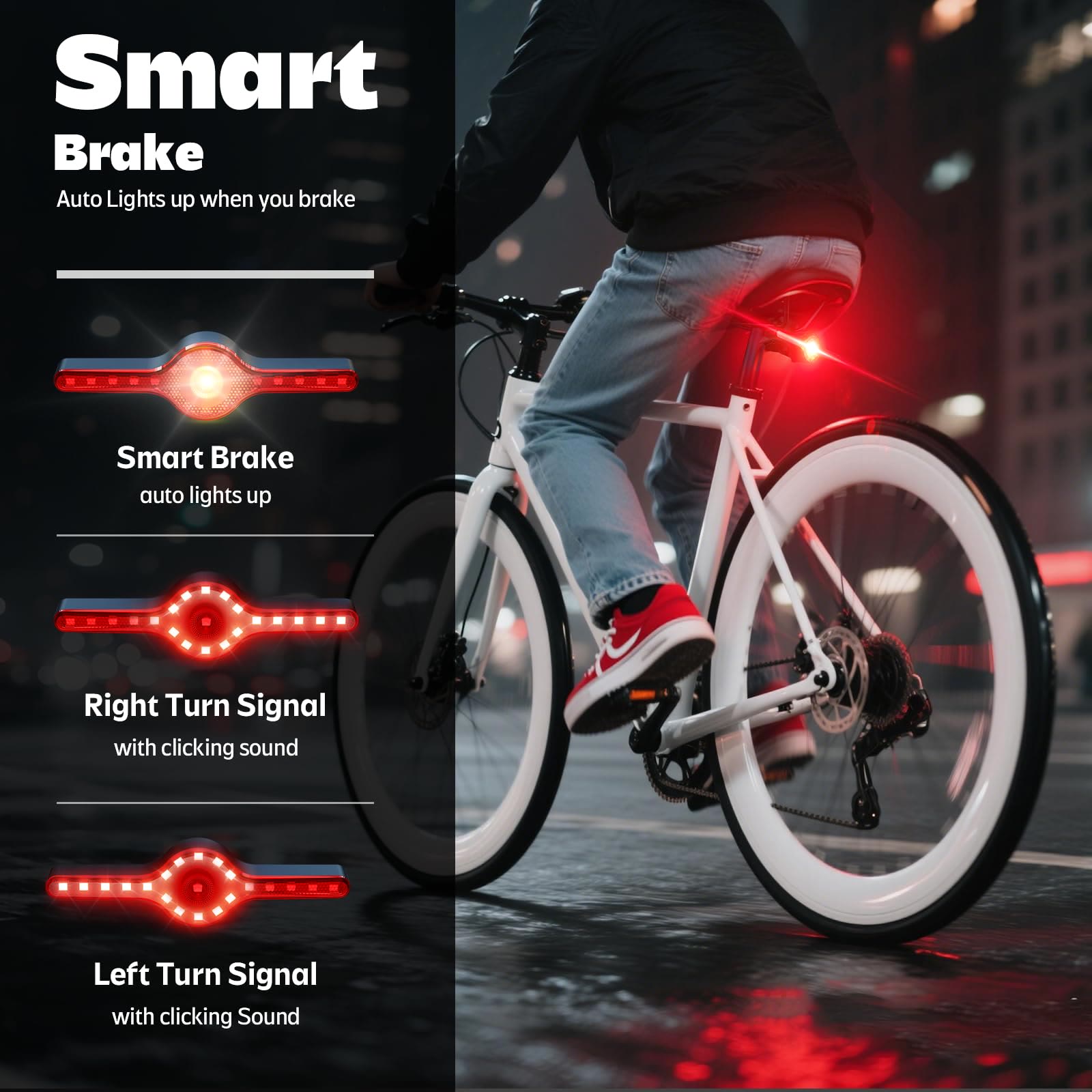 Zolture Ultra-Bright Smart Bike Tail Light - 300-Lumen 21-LED Rear Display with Wireless Remote & Turn Signals - image 6
