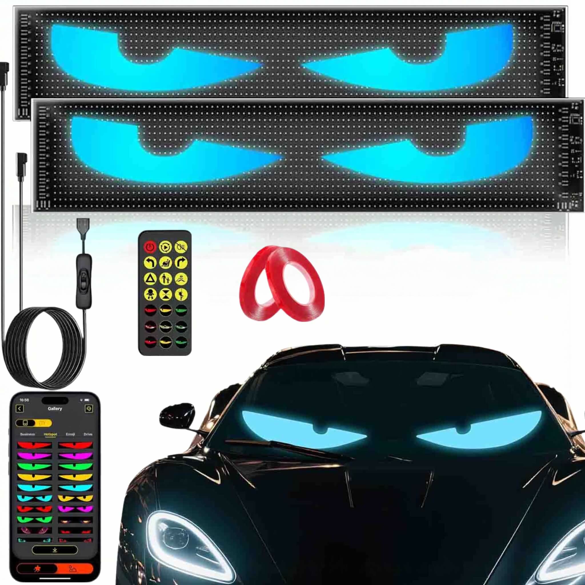 Zolture Flexible APP Controlled RGB Display Screen for Car - Each Screen: 13.78" x 3.94"(For Sedan) - Dual-Independent Screen System - image 19