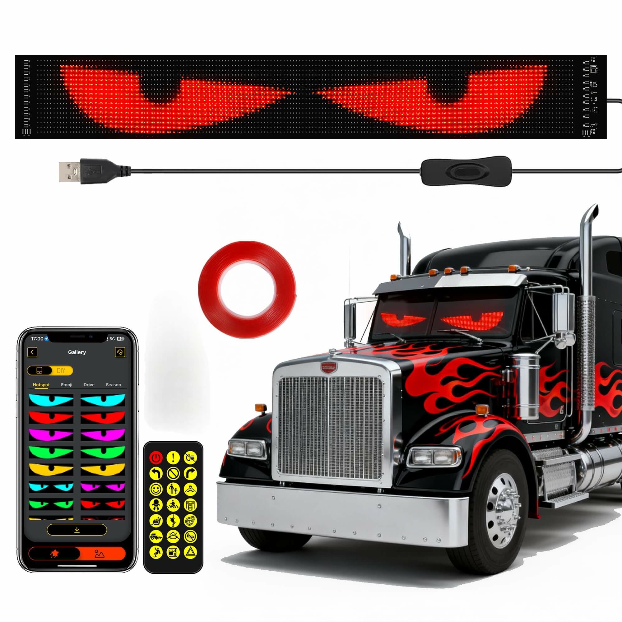 Zolture Flexible APP Controlled RGB Display Screen for Car - Each Screen: 23.62" x 4.72"(For Truck) - Standard Single-Screen System - image 18