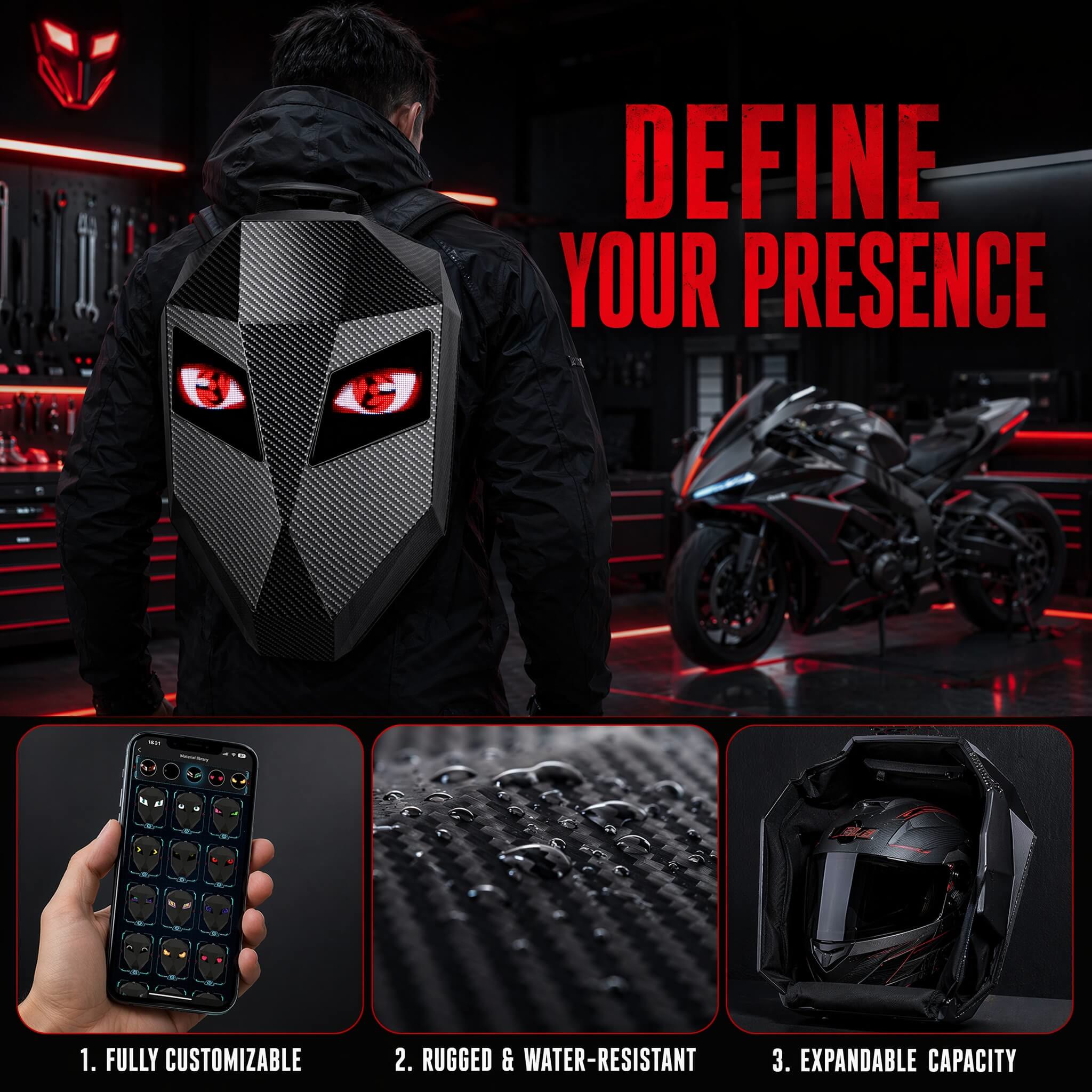 Zolture Carbon Fiber Texture Knight LED Backpack - image 2