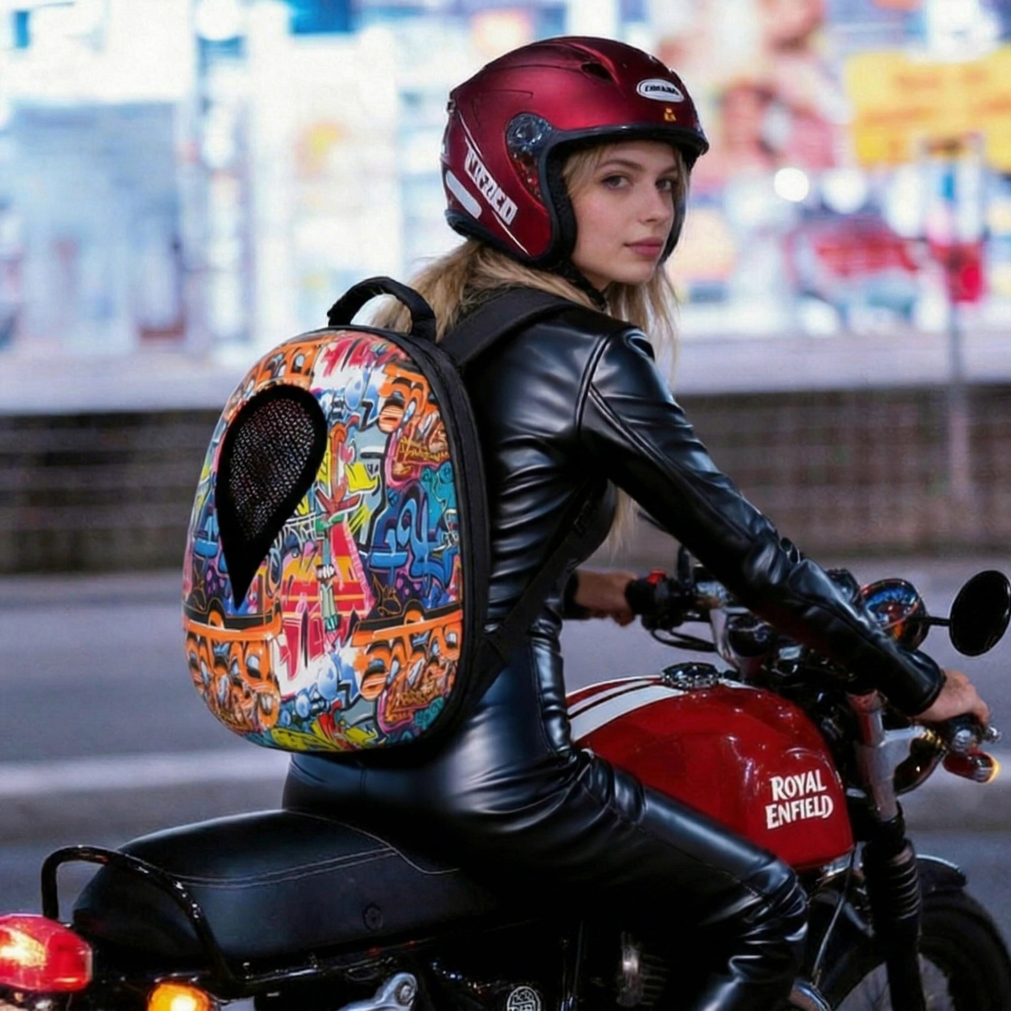 Zolture Ocean Heart Graffiti Art LED Backpack